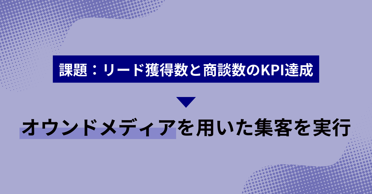 オウンドメディアを用いた集客を実行 リード獲得数と商談数のKPI達成が課題