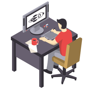 パソコンを操作しているイラスト